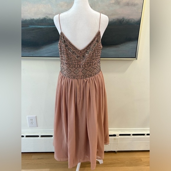BHLDN ANTHROPOLOGY Bristol Mauve Beaded Bodice Midi Dress size 14 - Picture 8 of 13
